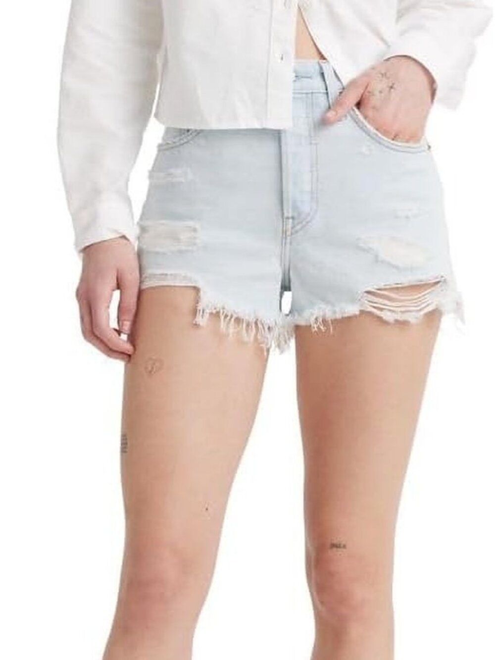 Levi's 501 Original Shorts Find Time Light Wash Distressed Sz 24 NWT MSRP $49.99
